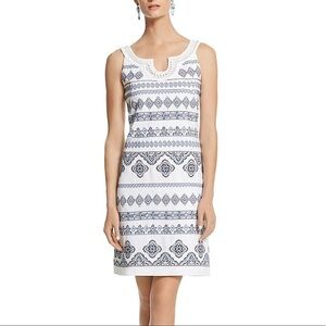 WHBM Off White Embellished Embroidered Shift Dress womens holiday size 2